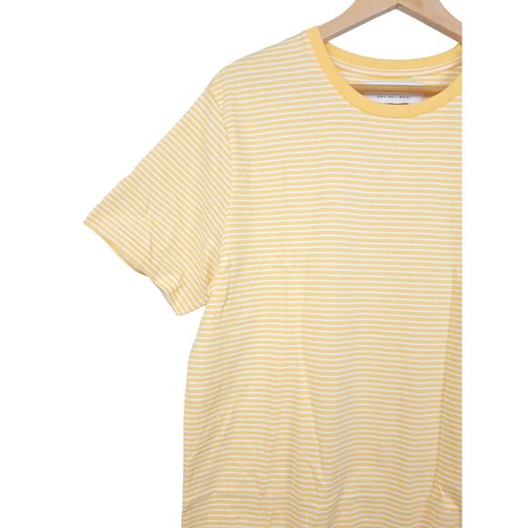 Zipcode Men’s T-Shirt Large Yellow White Striped Short Sleeve Casual Top - Picture 5 of 10